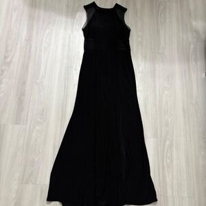 Nightway Dress Formal Women Black Mesh Shoulder Cutout Sheer Waist Maxi Gown 10